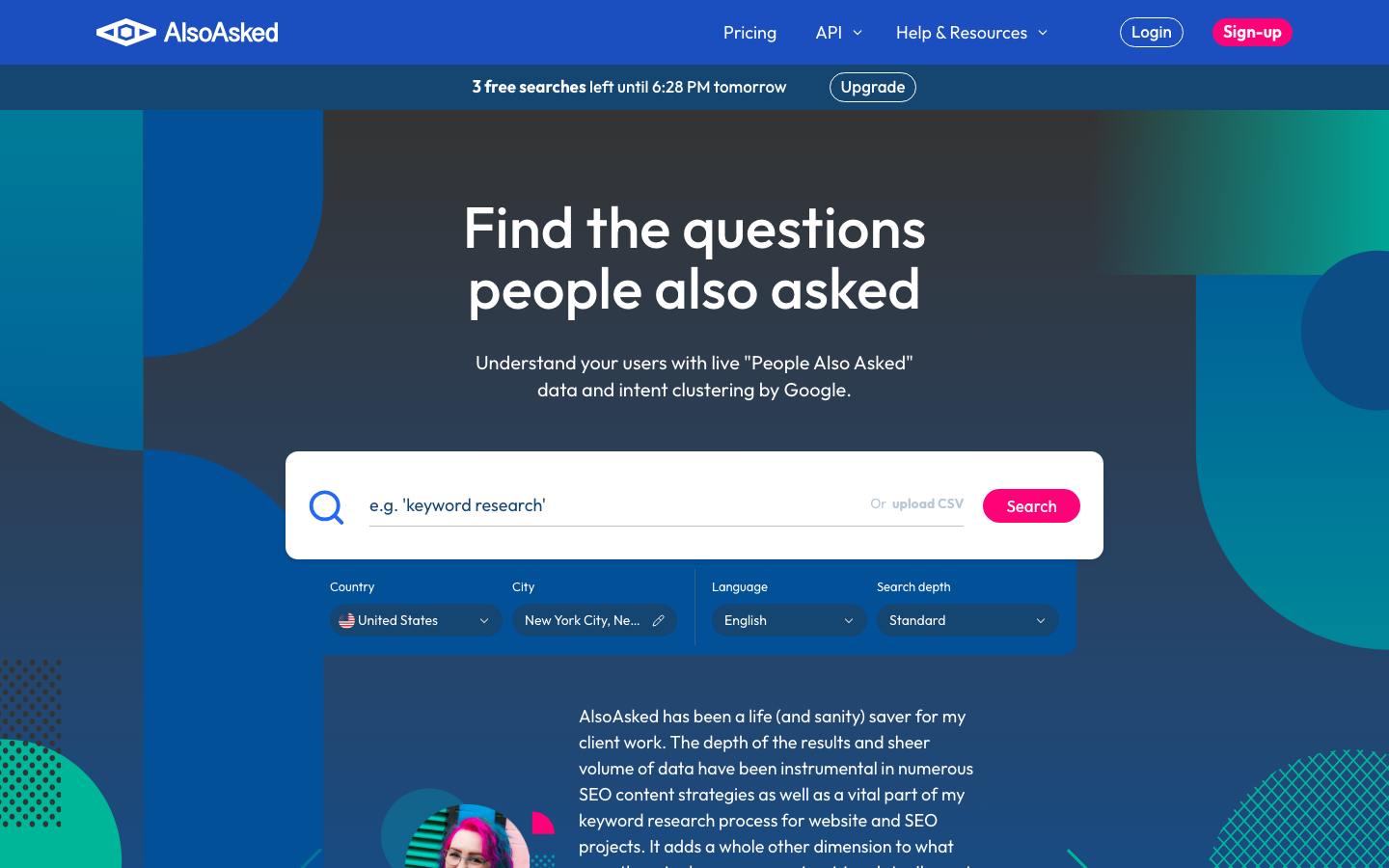 AlsoAsked dashboard screenshot