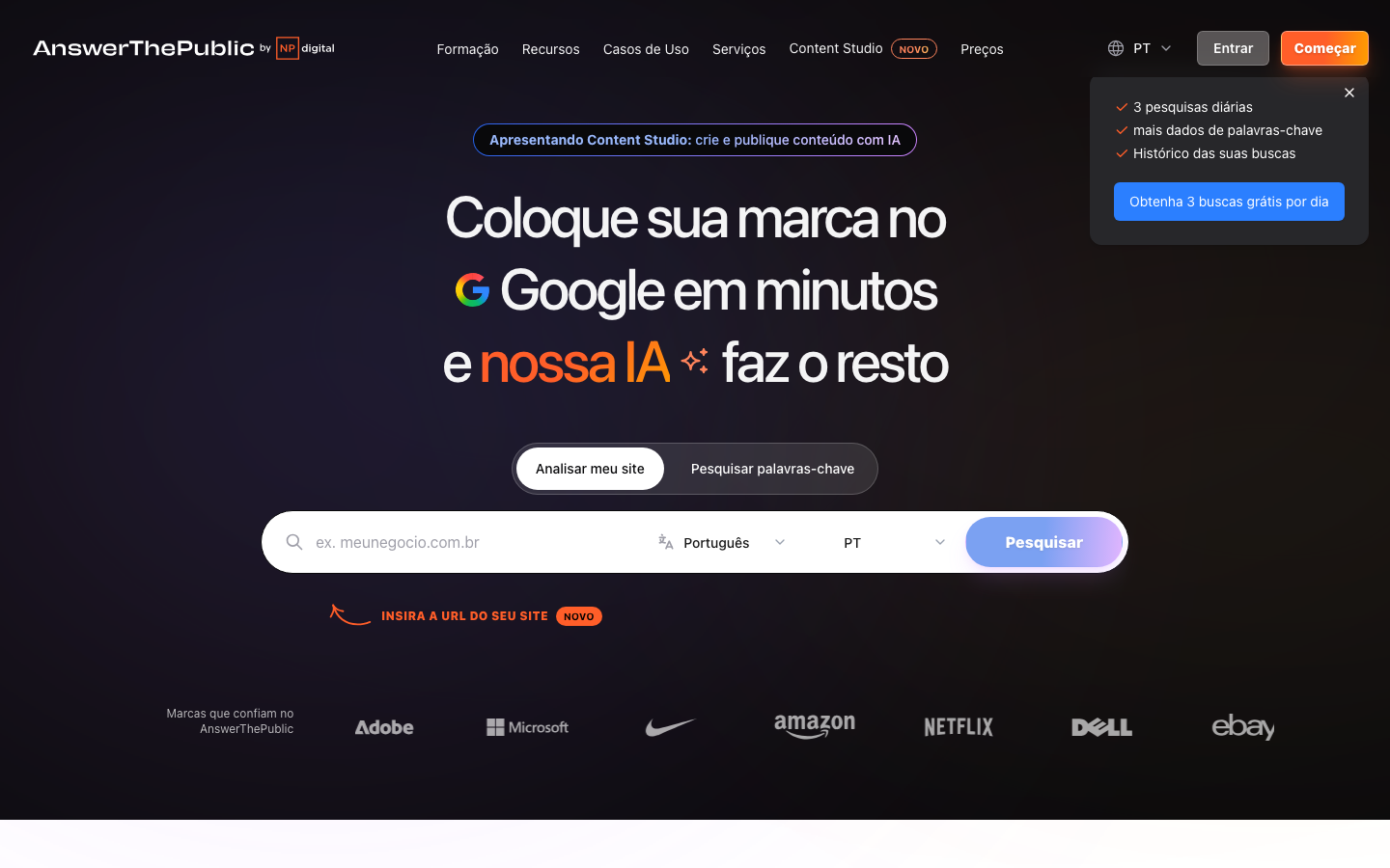 Answer The Public dashboard screenshot