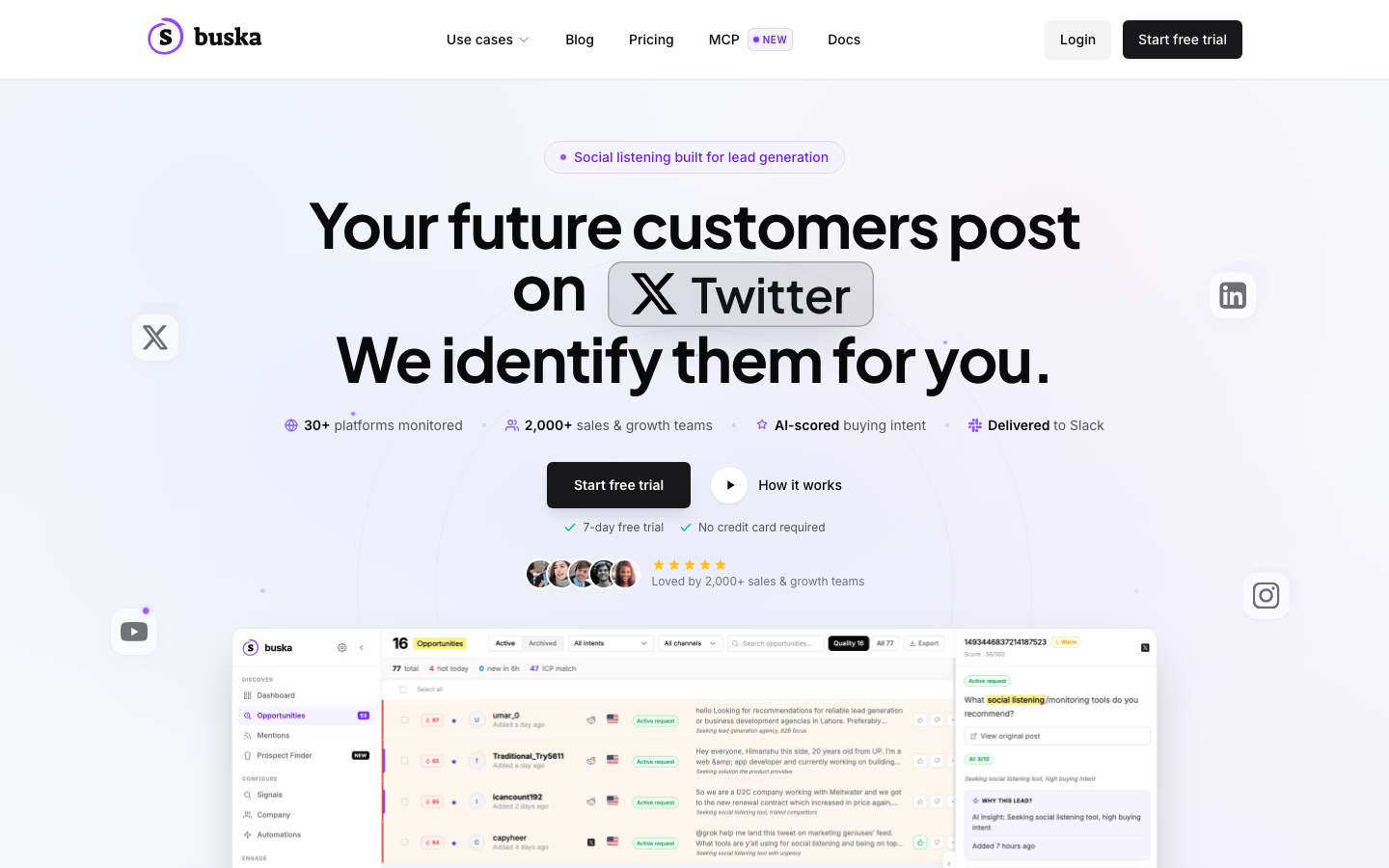 Buska dashboard screenshot