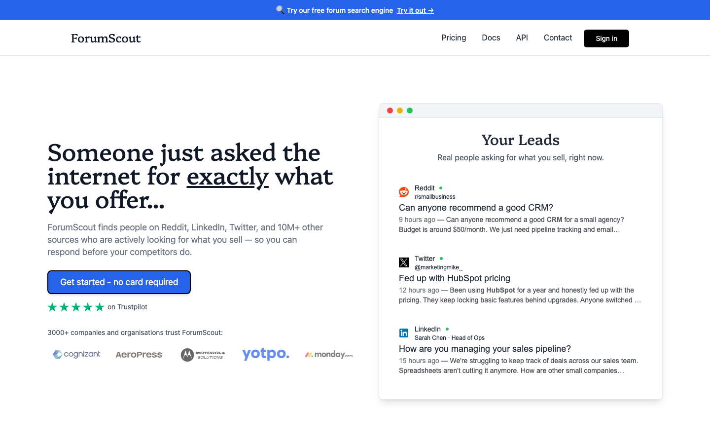ForumScout dashboard screenshot