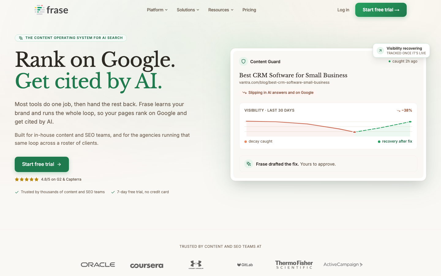 Frase dashboard screenshot