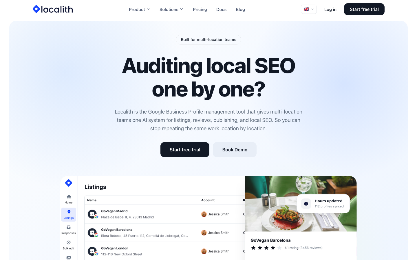 Localith dashboard screenshot