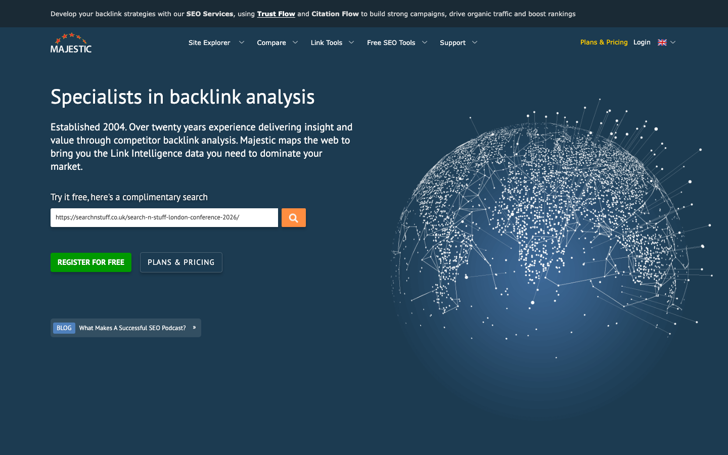 Majestic dashboard screenshot