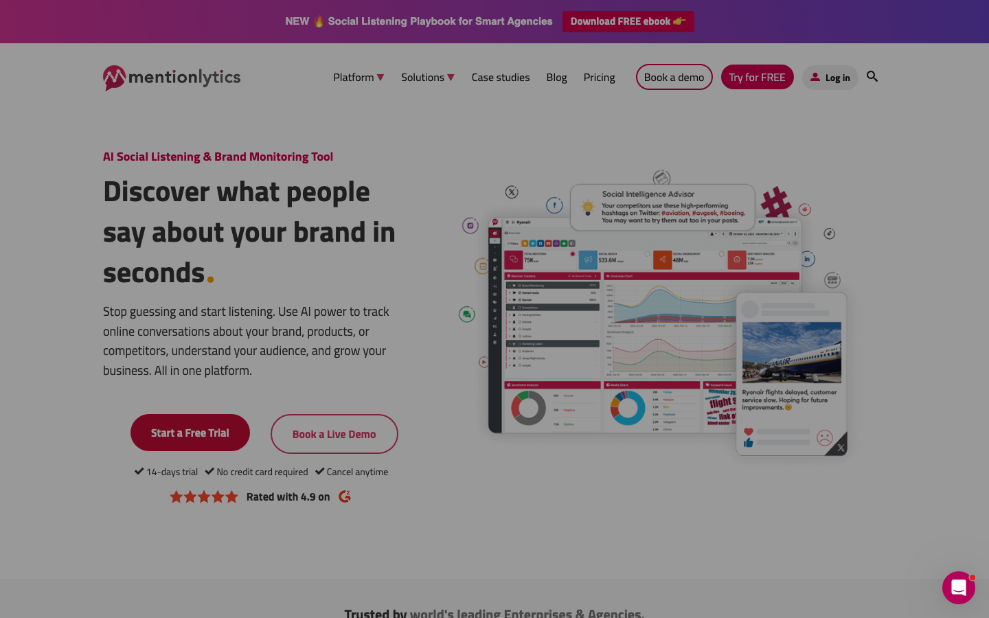 Mentionlytics dashboard screenshot