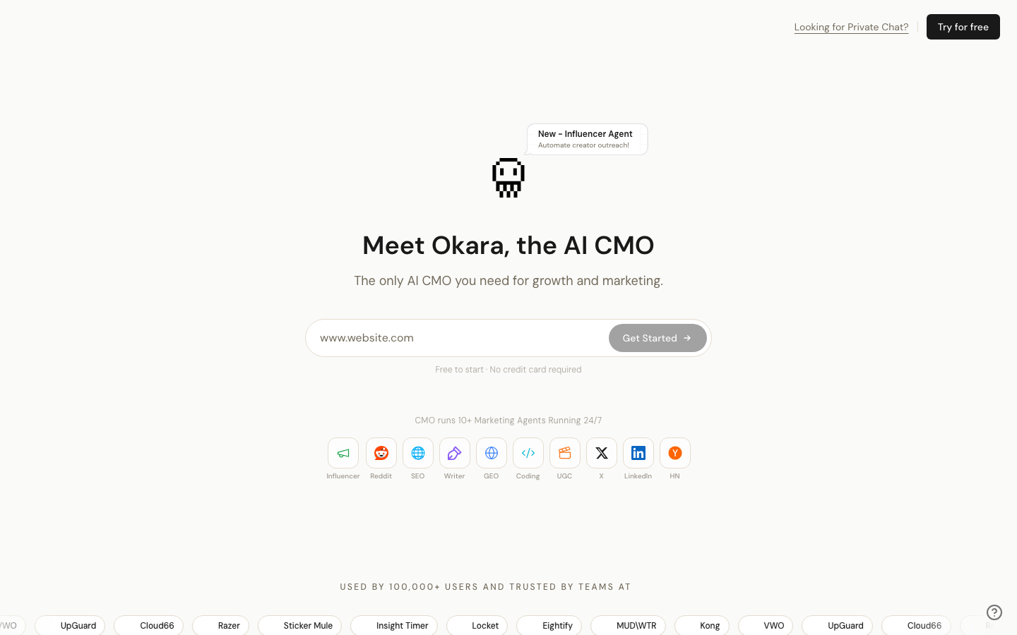 Okara dashboard screenshot