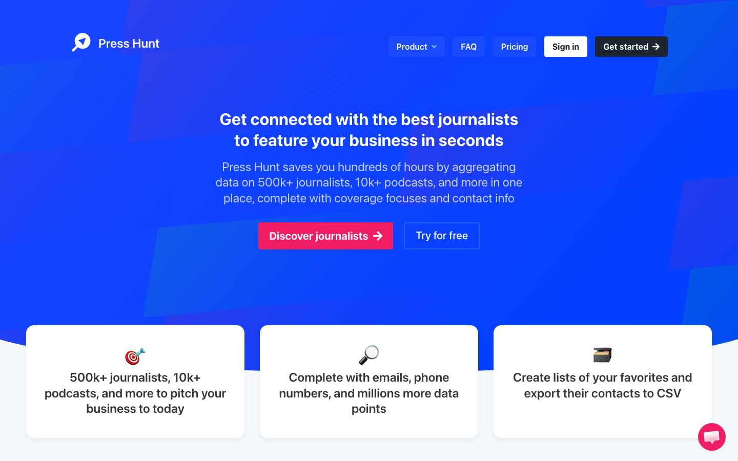 Press Hunt dashboard screenshot