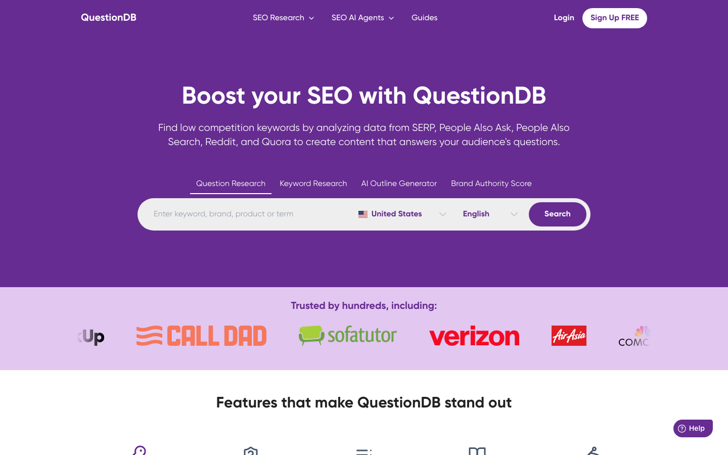 QuestionDB dashboard screenshot