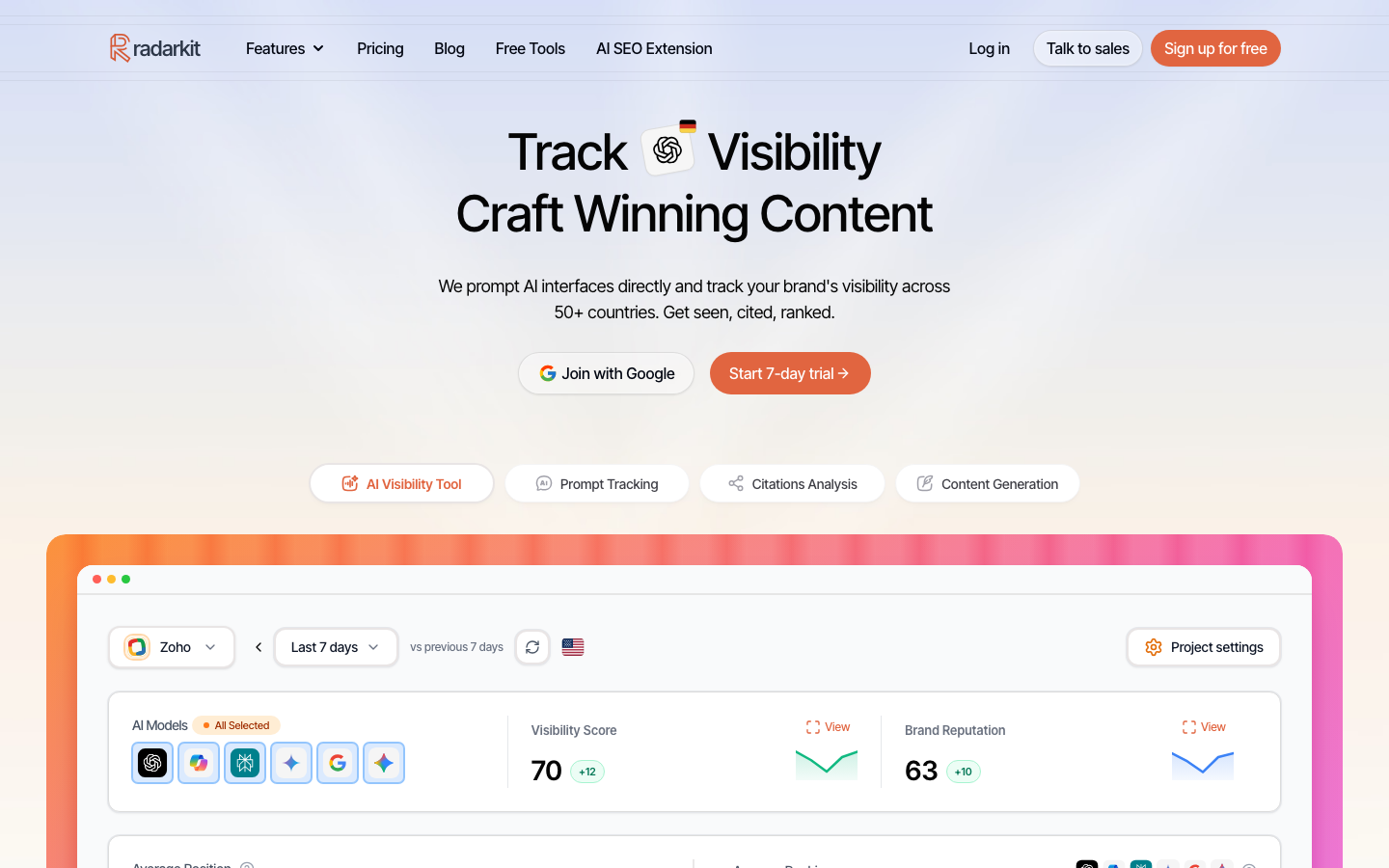 Radarkit dashboard screenshot