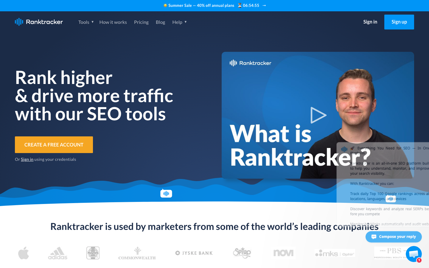 Ranktracker dashboard screenshot