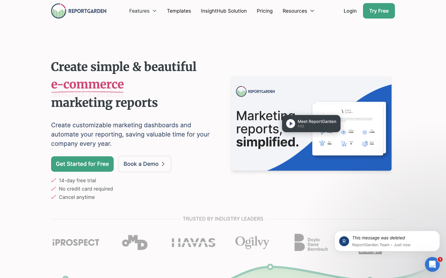 ReportGarden dashboard screenshot