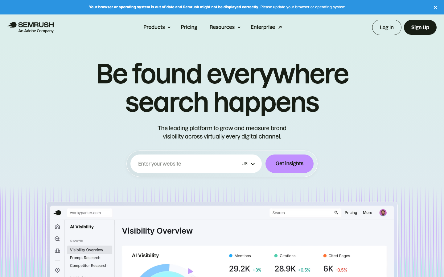 Semrush dashboard screenshot