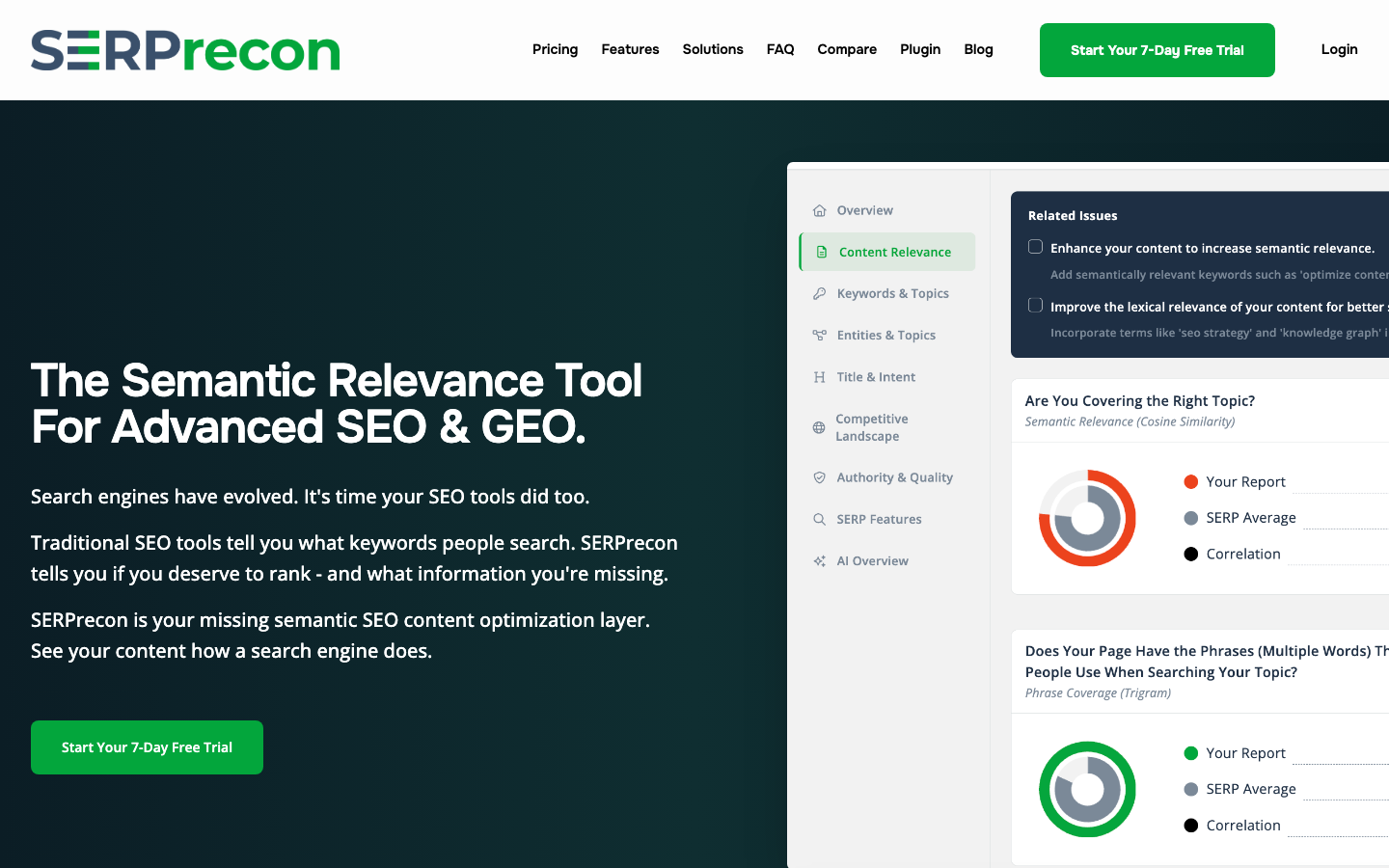 SERPrecon dashboard screenshot