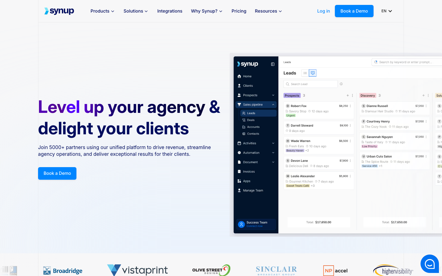 Synup dashboard screenshot