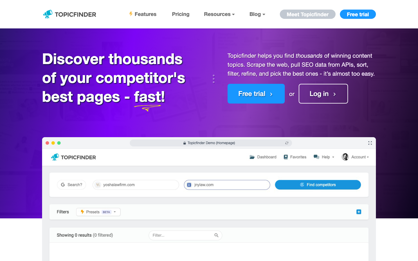 Topicfinder dashboard screenshot