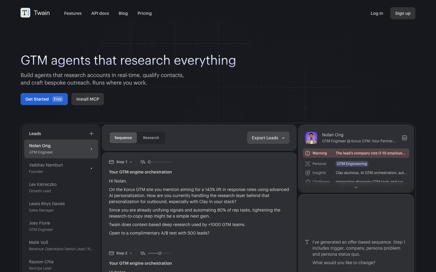 Twain dashboard screenshot
