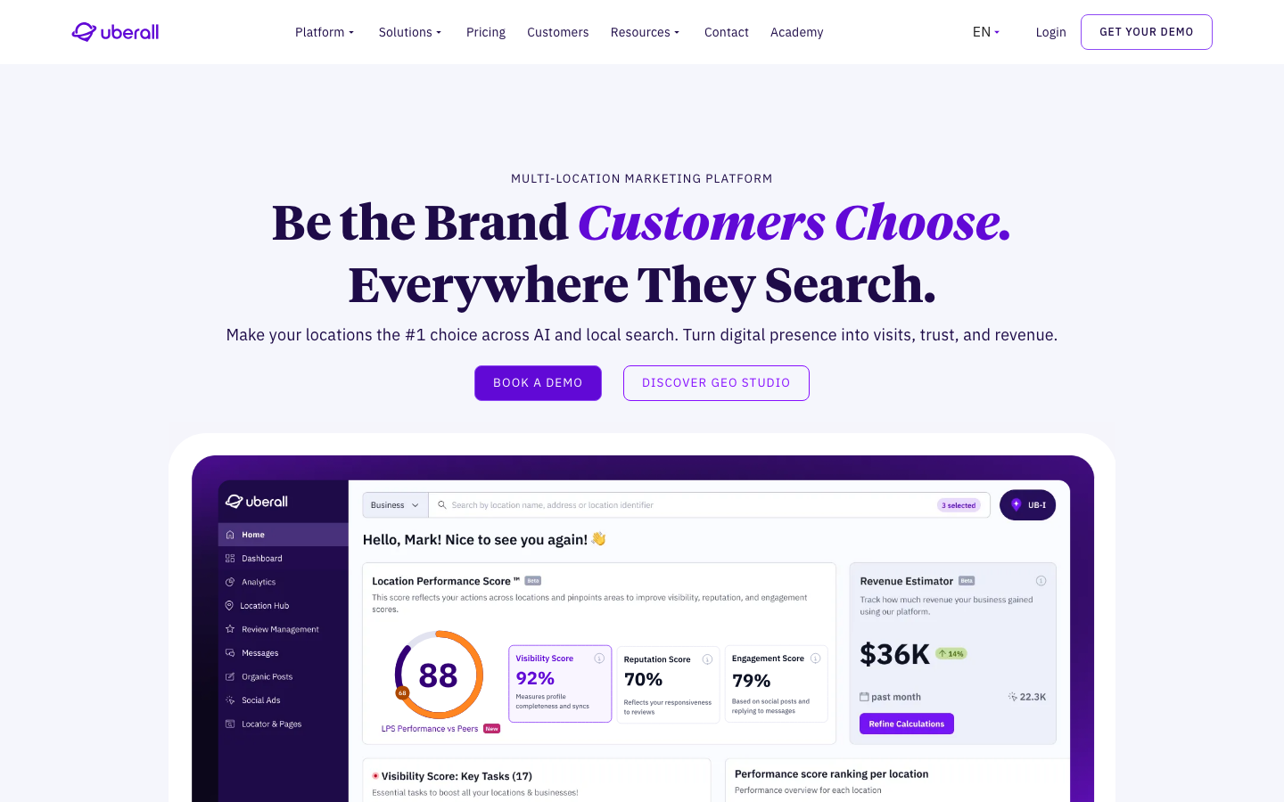Uberall dashboard screenshot