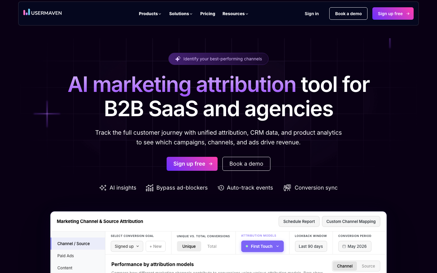 Usermaven dashboard screenshot