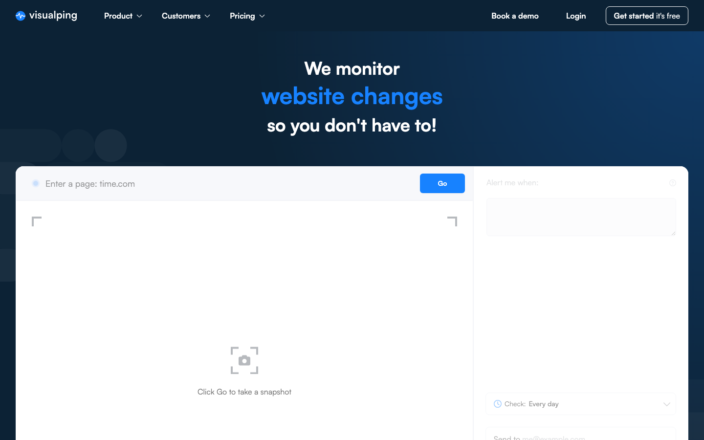 Visualping dashboard screenshot