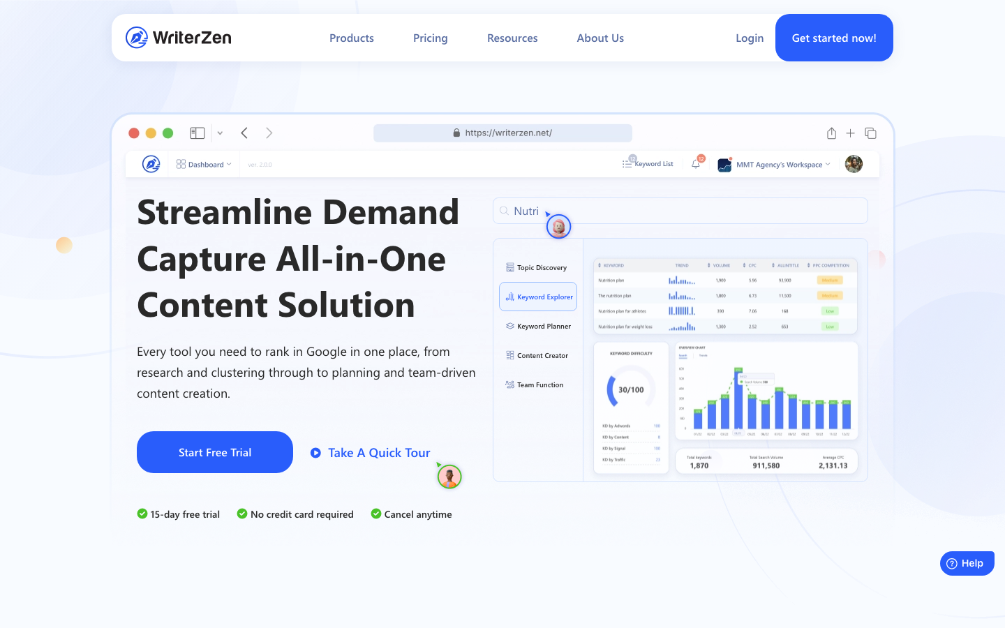 WriterZen dashboard screenshot